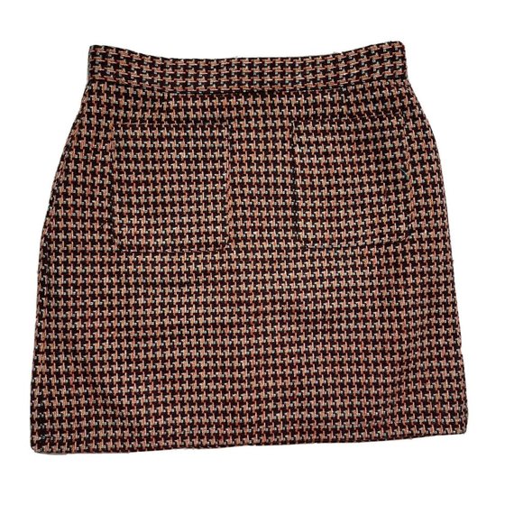 ModCloth skirt brown new 8 houndstooth Informed Ensemble Tweed With Tags Lined - Picture 2 of 11